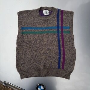 Vtg 80s Summit Sportswear Colorful Knit Striped Sweater Medium Sleeveless
